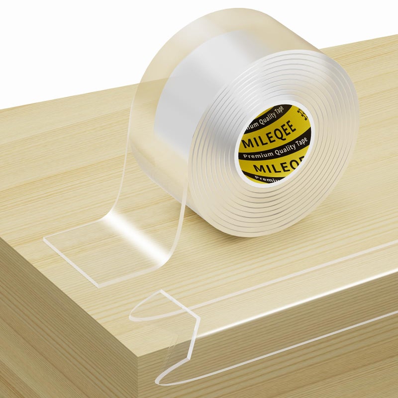 MILEQEE Clear Edge Protector Strip, 2in x 6.56FT, Sharp Edge Wrap Cover Tape, Self Adhesive Protective Corner Bumper Guards for Cabinet Door Desk Glass Table Bed Furniture, Kitchen Countertop - Image 1